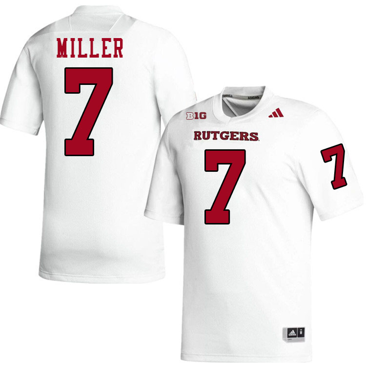 Rutgers Scarlet Knights #7 Cam Miller College Football Jerseys,Uniforms-White